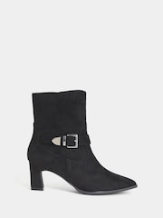 JD Williams Black Wide Fit Buckle Detail Heeled Ankle Boots - Image 3 of 4