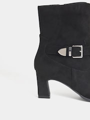 JD Williams Black Wide Fit Buckle Detail Heeled Ankle Boots - Image 4 of 4
