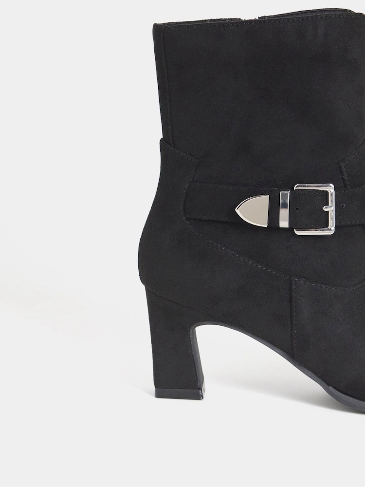 JD Williams Black Wide Fit Buckle Detail Heeled Ankle Boots - Image 4 of 4