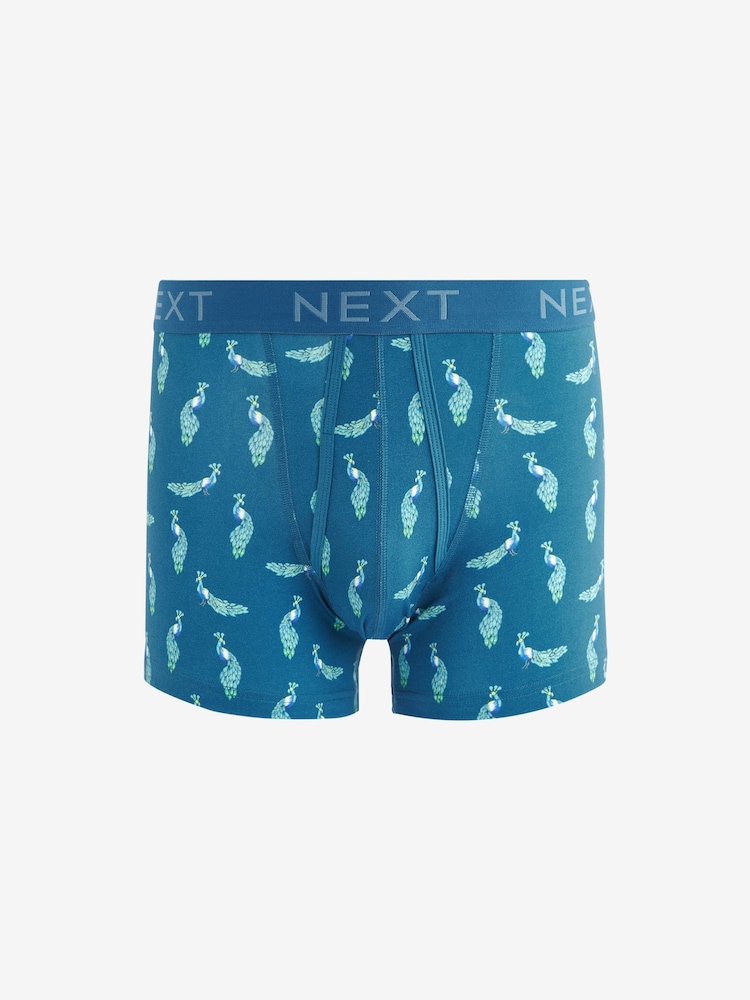 Blue Mixed Birds 4 pack A-Front Boxers - Image 5 of 7