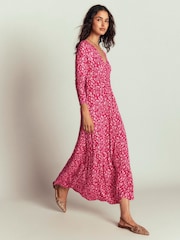 Boden Red Jasmine Ruched Jersey Dress - Image 1 of 5