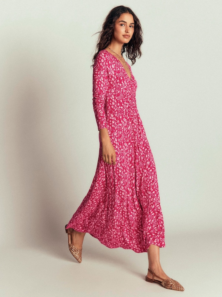 Boden Red Jasmine Ruched Jersey Dress - Image 1 of 5
