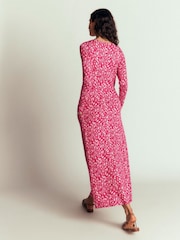 Boden Red Jasmine Ruched Jersey Dress - Image 3 of 5