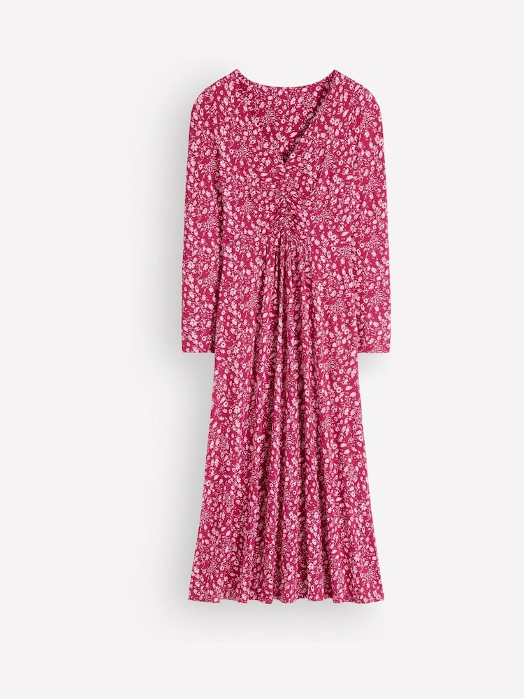 Boden Red Jasmine Ruched Jersey Dress - Image 5 of 5