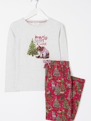 FatFace Pink Bearly Slept Pyjama Set - Image 4 of 4
