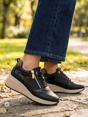 Pavers Black Bellissimo Wide Fit Zip & Lace Trainers - Image 1 of 6