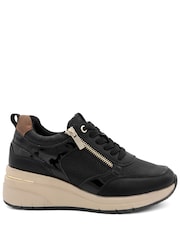 Pavers Black Bellissimo Wide Fit Zip & Lace Trainers - Image 2 of 6