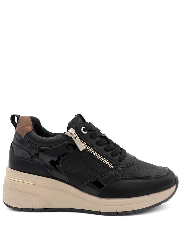 Pavers Black Bellissimo Wide Fit Zip & Lace Trainers - Image 2 of 6 Pavers Black Bellissimo Wide Fit Zip & Lace Trainers - Image 2 of 6