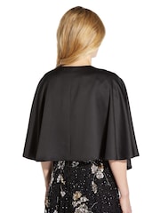 Adrianna Papell Black Satin Crepe Reversible Cape - Image 2 of 5