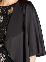 Adrianna Papell Black Satin Crepe Reversible Cape - Image 3 of 5