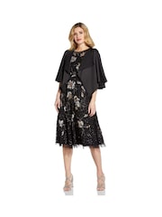 Adrianna Papell Black Satin Crepe Reversible Cape - Image 4 of 5