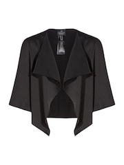 Adrianna Papell Black Satin Crepe Reversible Cape - Image 5 of 5
