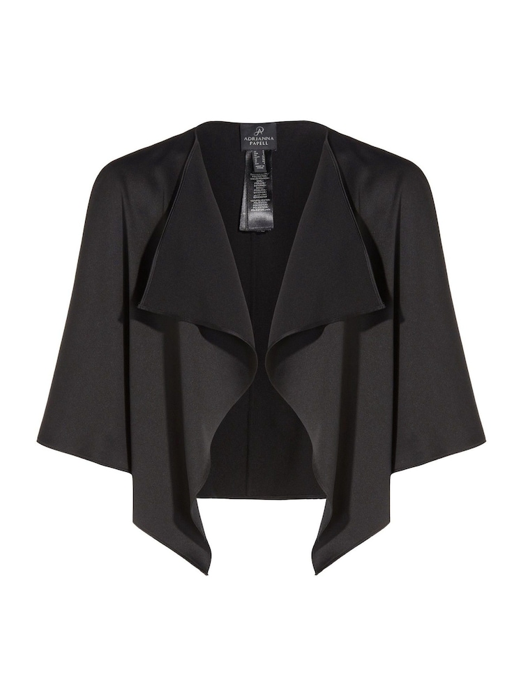 Adrianna Papell Black Satin Crepe Reversible Cape - Image 5 of 5