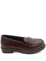 Pavers Burgundy Red Wide Fit Chunky Sole Penny Loafers - Image 1 of 5