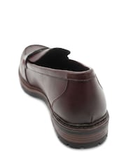 Pavers Burgundy Red Wide Fit Chunky Sole Penny Loafers - Image 3 of 5