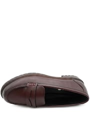 Pavers Burgundy Red Wide Fit Chunky Sole Penny Loafers - Image 4 of 5