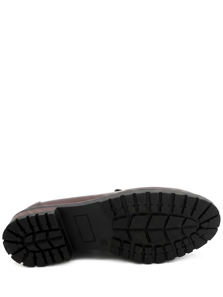 Pavers Burgundy Red Wide Fit Chunky Sole Penny Loafers - Image 5 of 5