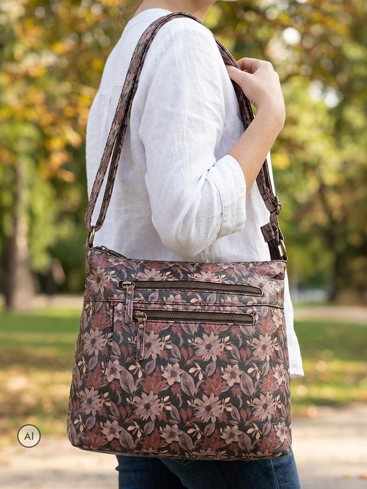 Pavers Brown Multi Print Cross-Body Bag - Image 1 of 6 Pavers Brown Multi Print Cross-Body Bag - Image 1 of 6