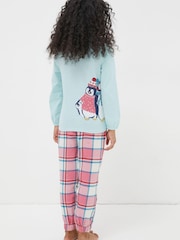 FatFace Blue Penguin Check Pyjama Set - Image 2 of 4