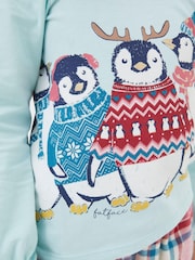 FatFace Blue Penguin Check Pyjama Set - Image 4 of 4