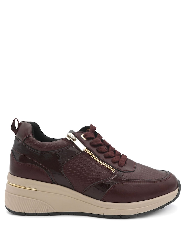Pavers Red Bellissimo Wide Fit Zip & Lace Trainers - Image 2 of 6 Pavers Red Bellissimo Wide Fit Zip & Lace Trainers - Image 2 of 6