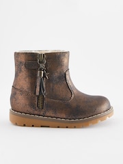 Bronze Brown Standard Fit (F) Warm Lined Tassel Detail Zip Boots - Image 2 of 5