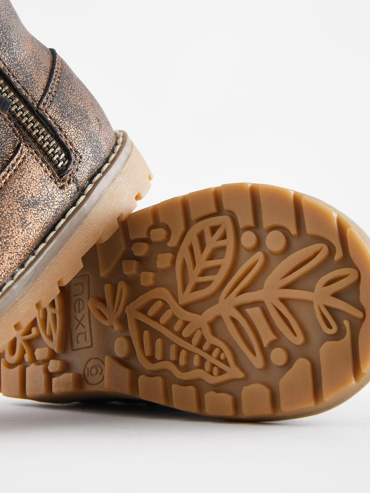 Bronze Brown Standard Fit (F) Warm Lined Tassel Detail Zip Boots - Image 5 of 5