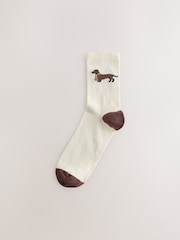 Cream/Navy Fairisle Dog Ankle Socks 4 Pack - Image 2 of 7