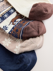 Cream/Navy Fairisle Dog Ankle Socks 4 Pack - Image 7 of 7