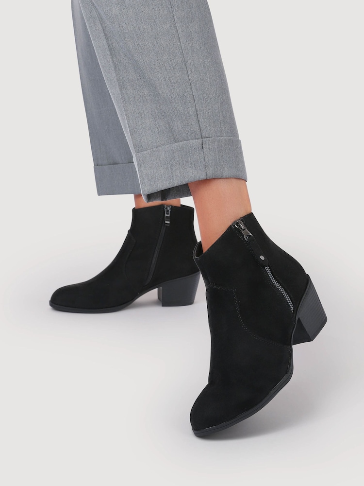 Pavers Black Western-Heeled Ankle Boots - Image 1 of 6