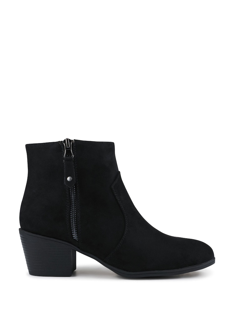 Pavers Black Western-Heeled Ankle Boots - Image 2 of 6