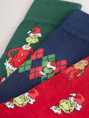 Green/ Blue/ Red Grinch Christmas Socks 3 Pack - Image 6 of 6