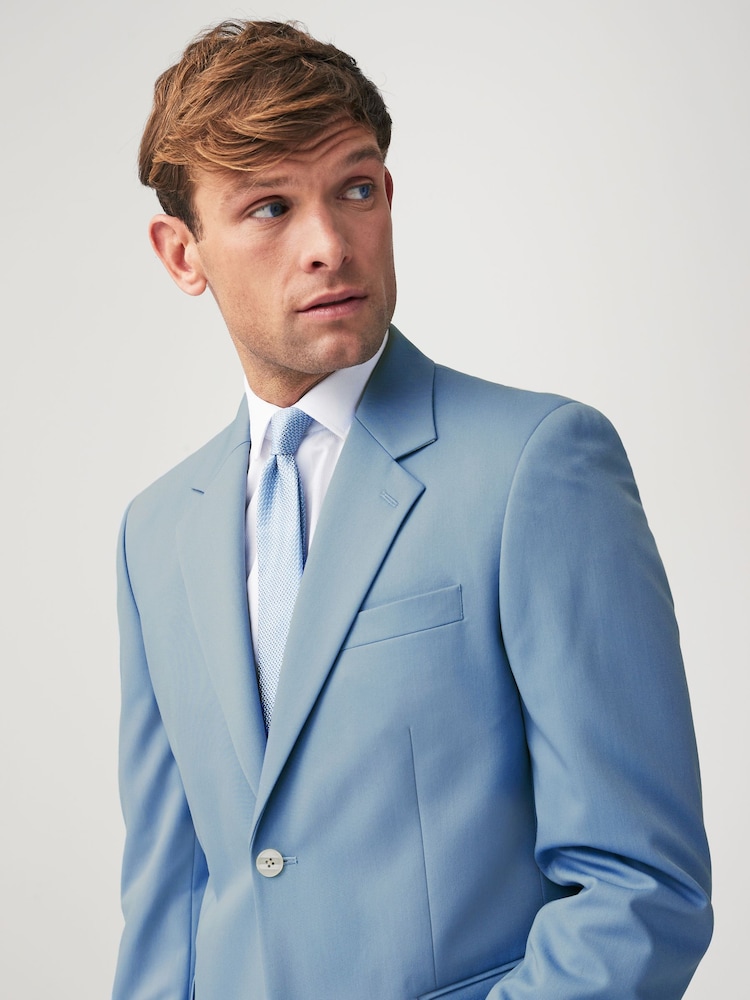 Light Blue Tailored Fit Motionflex Stretch Suit Jacket - Image 4 of 10