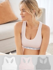 White/Blue/Pink Stripe Cotton Crop Top 3 Pack - Image 1 of 2