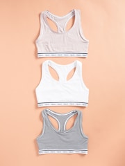 White/Blue/Pink Stripe Cotton Crop Top 3 Pack - Image 2 of 2