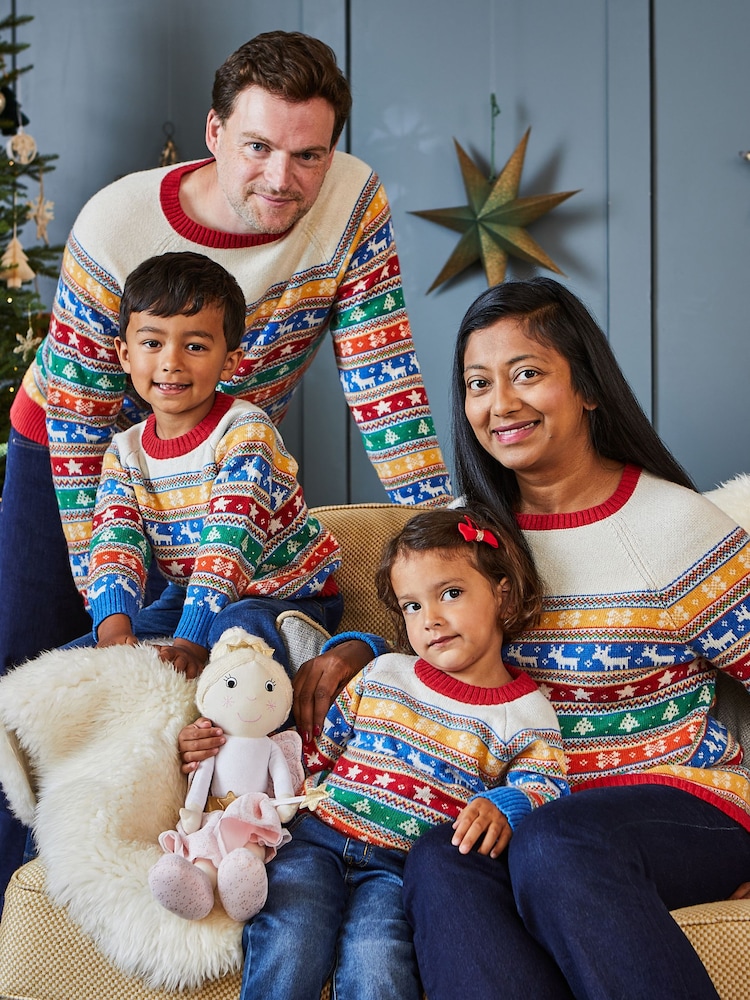 JoJo Maman Bébé Multi Mens Christmas Fair Isle Pattern Jumper - Image 1 of 2