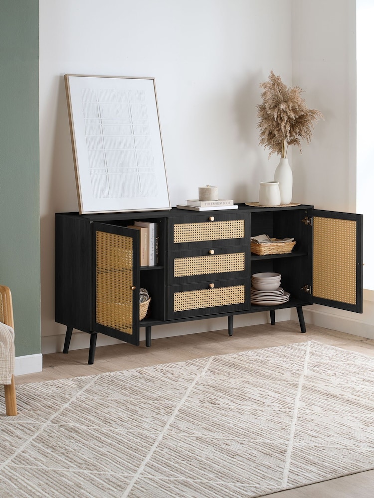 Birlea Black Croxley 2 Door 3 Drawer Sideboard - Image 2 of 12 Birlea Black Croxley 2 Door 3 Drawer Sideboard - Image 2 of 12
