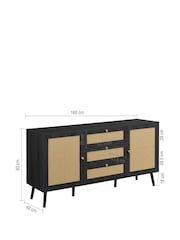 Birlea Black Croxley 2 Door 3 Drawer Sideboard - Image 4 of 12