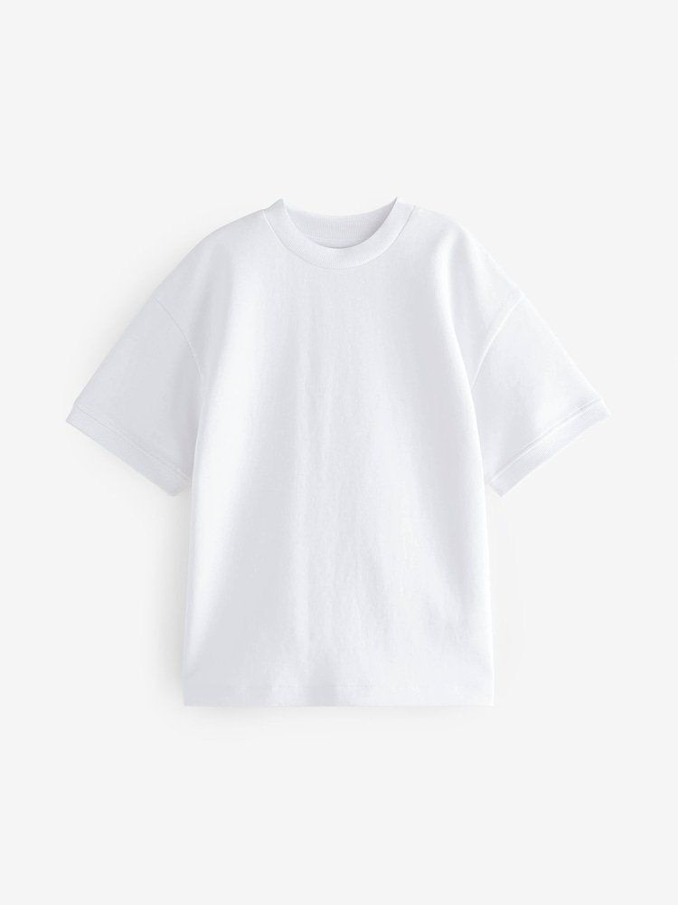 White Relaxed Fit Heavyweight T-Shirt (3-16yrs) - Image 1 of 3