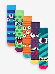 Bright Monsters Fun Pattern Socks 5 Pack - Image 1 of 6