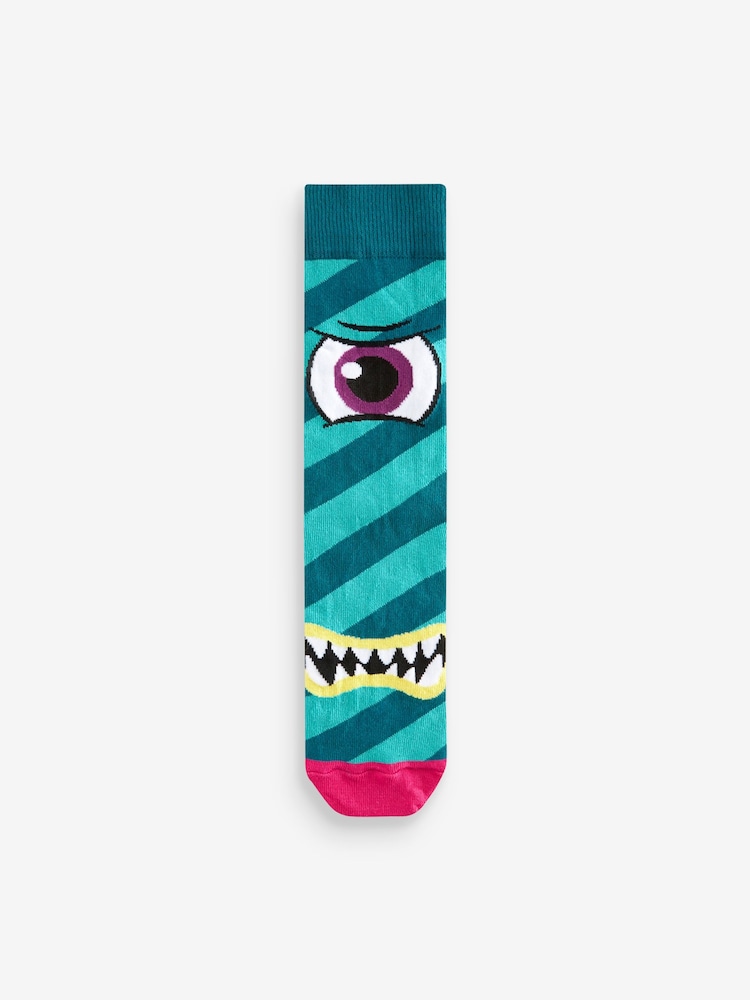 Bright Monsters Fun Pattern Socks 5 Pack - Image 2 of 6