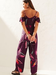 Blumenmuster in Lila - Schulterfreier Jumpsuit - Bild 2 von 6