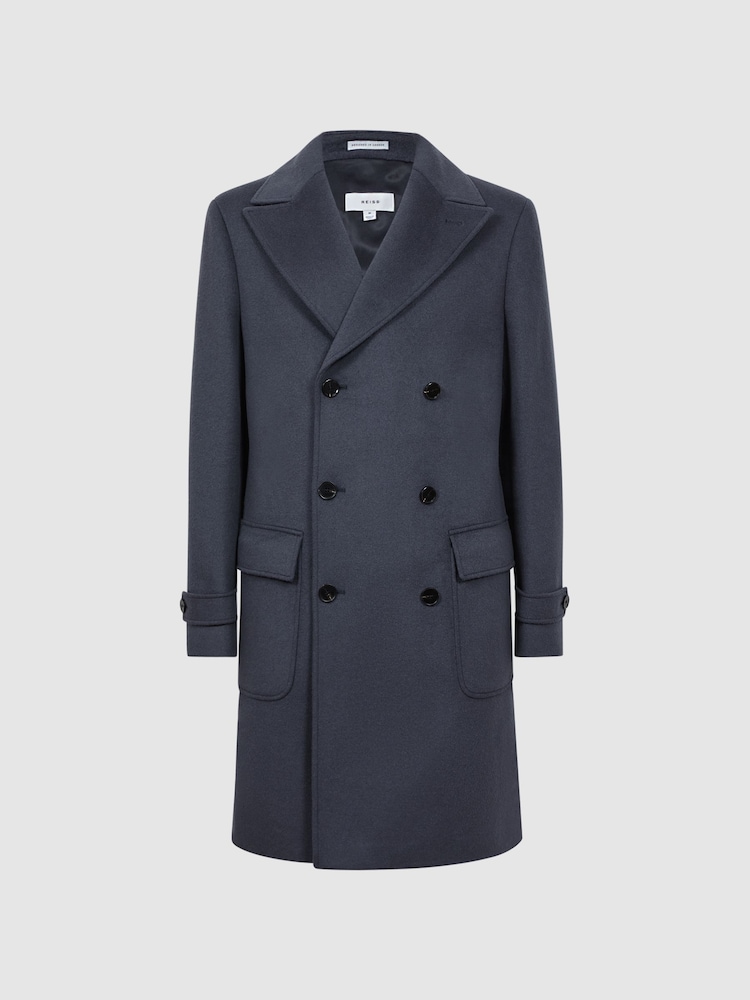 Reiss Airforce Blue Crowd Wool Double Breasted Mid-Length Coat - Image 2 of 7