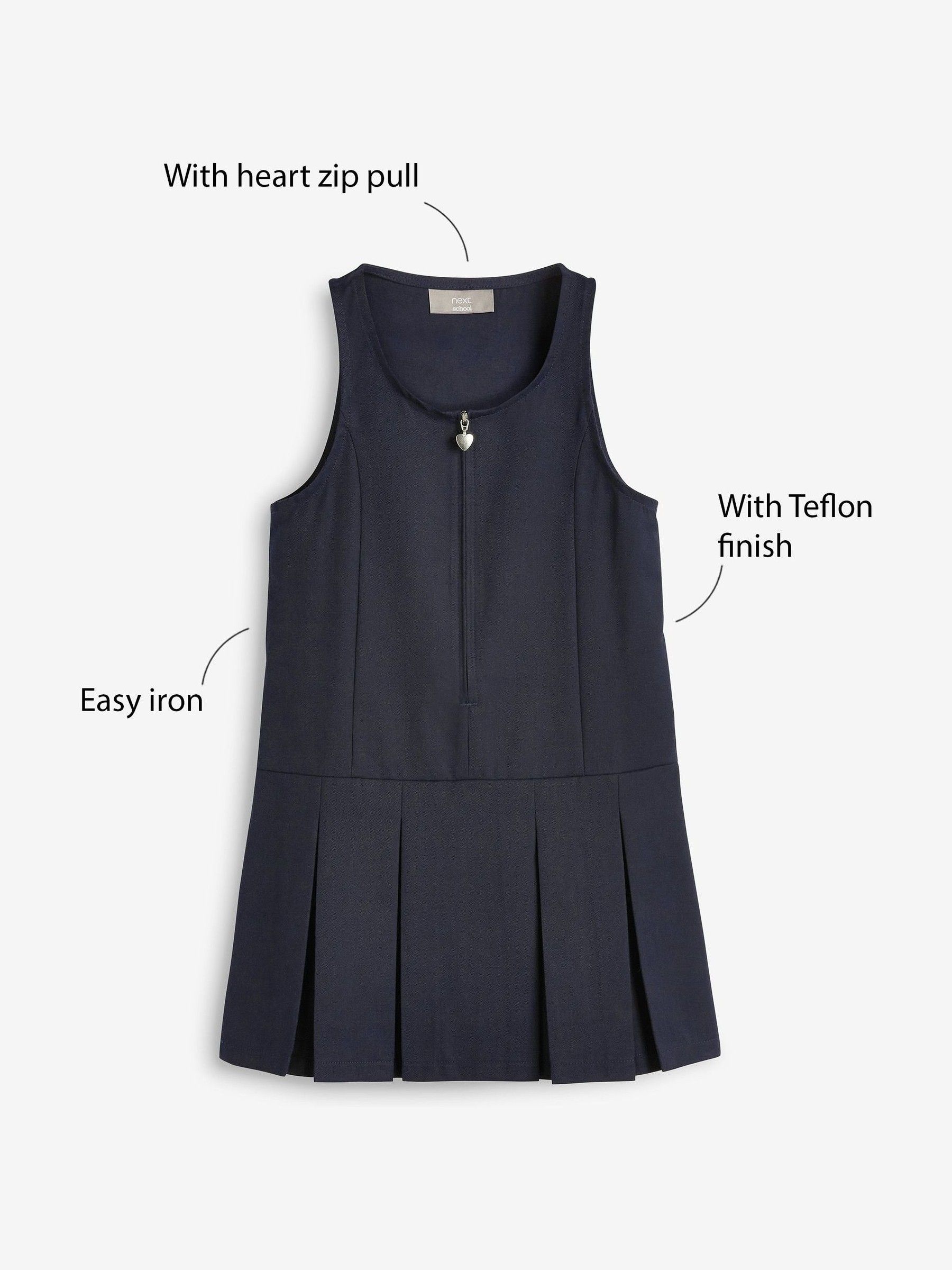Buy Navy Blue Regular Fit Zip Front School Pinafore (3-14yrs) from