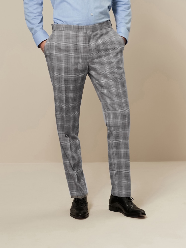 Light Grey Tailored Fit Textured Suit: Trousers - Image 1 of 1