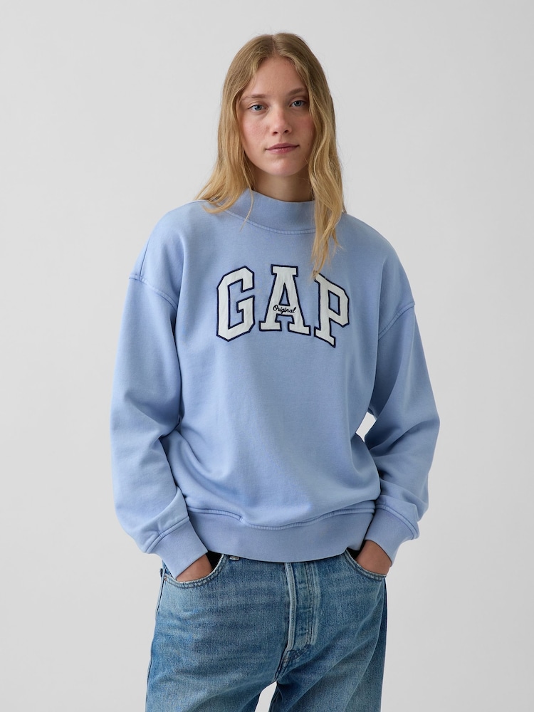 Gap Light Blue Vintage Soft Oversized Mock Neck Logo Sweatshirt - Image 1 of 6 Gap Light Blue Vintage Soft Oversized Mock Neck Logo Sweatshirt - Image 1 of 6