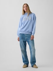 Gap Light Blue Vintage Soft Oversized Mock Neck Logo Sweatshirt - Image 4 of 6