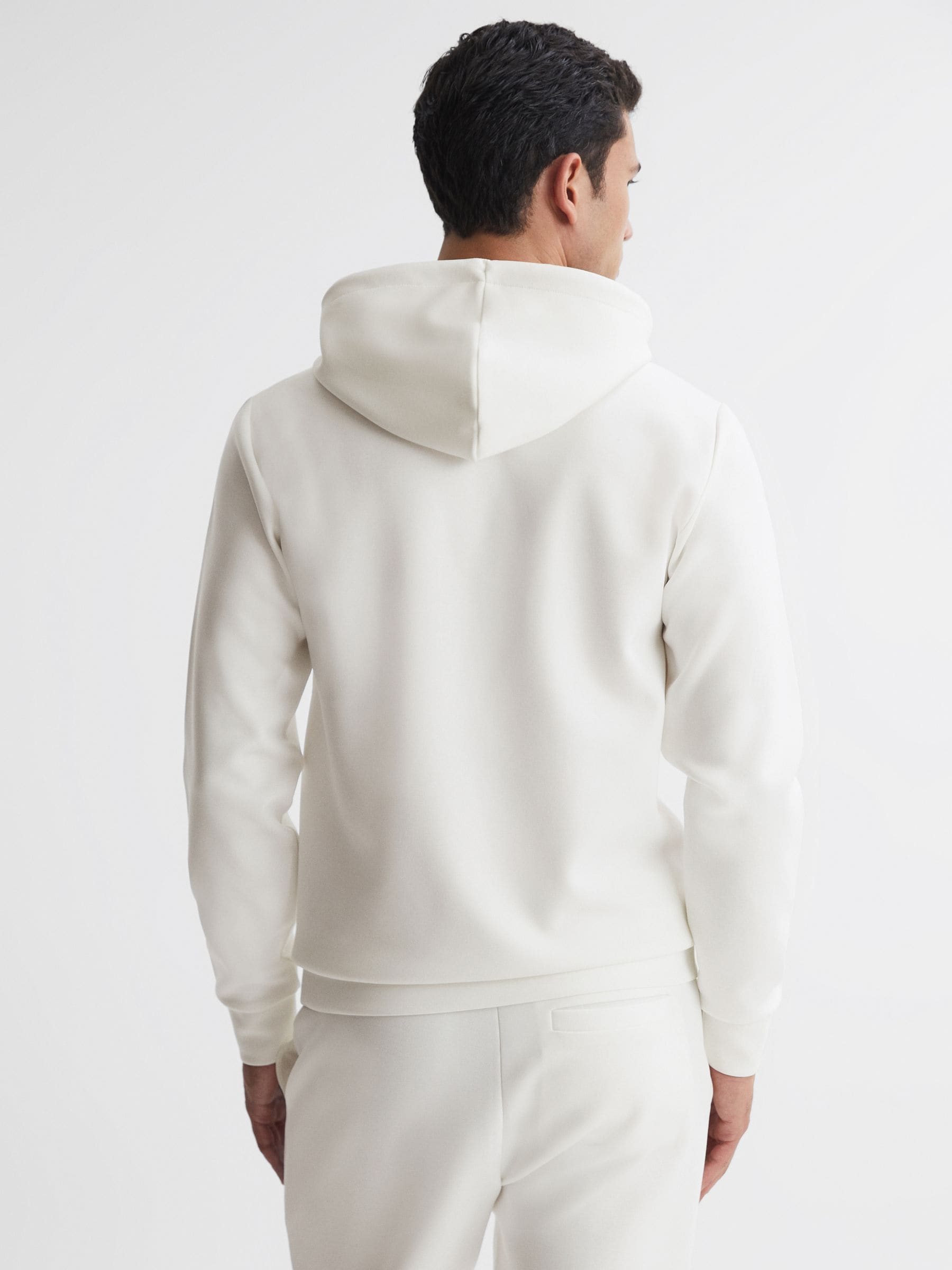 Buy Reiss White Fabien Interlock Jersey Drawstring Hoodie from