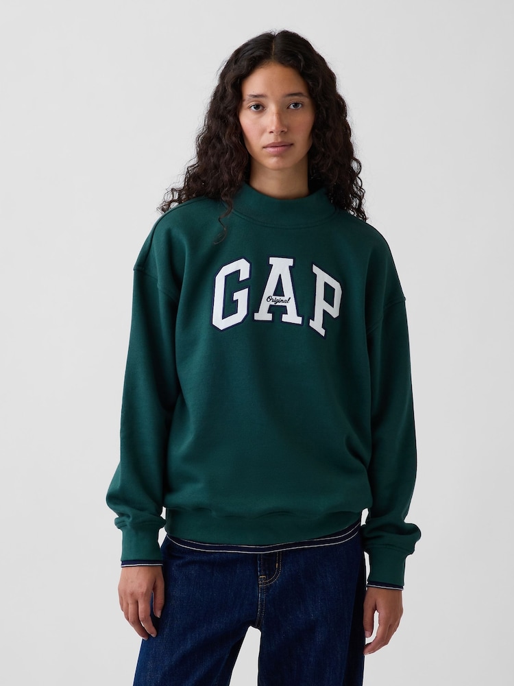 Gap Dark Green Vintage Soft Oversized Mock Neck Logo Sweatshirt - Image 1 of 6 Gap Dark Green Vintage Soft Oversized Mock Neck Logo Sweatshirt - Image 1 of 6