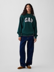 Gap Dark Green Vintage Soft Oversized Mock Neck Logo Sweatshirt - Image 5 of 6